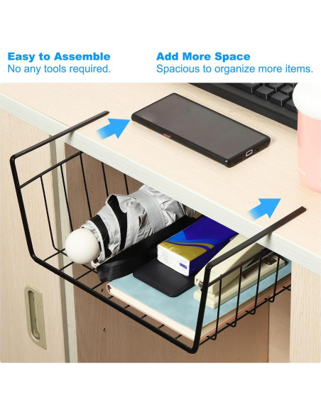 Canasta de Almacenamiento Bajo Estante PATIKIL 33x26x12cm - Paquete de 6