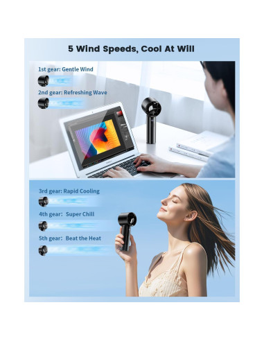 Ventilador Portátil de Mano coldSky YF09, Batería 4000mAh, 5 Velocidades