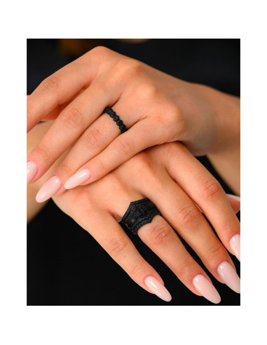 Anillos de Silicona Rinfit para Mujeres - Conjunto de 7 Negros