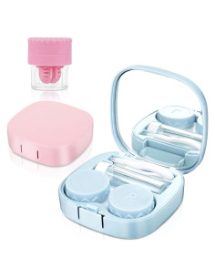 Estuches para Lentes de Contacto ReignSword - Kit de Viaje Rosa y Azul