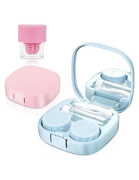 Estuches para Lentes de Contacto ReignSword - Kit de Viaje Rosa y Azul