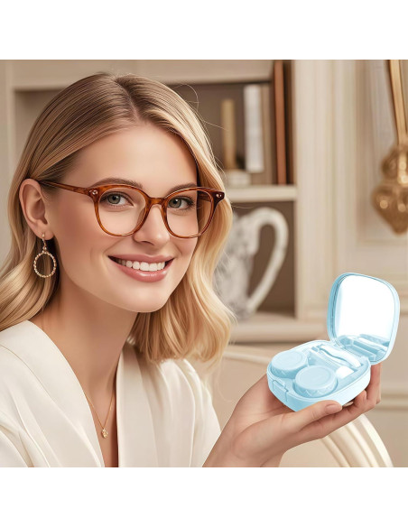 Estuches para Lentes de Contacto ReignSword - Kit de Viaje Rosa y Azul