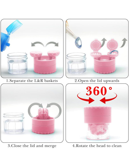 Estuches para Lentes de Contacto ReignSword - Kit de Viaje Rosa y Azul