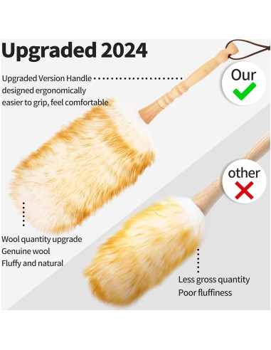 Plumero de lana de cordero FeelfunFeather 49 cm con mango de madera