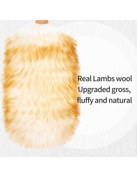 Plumero de lana de cordero FeelfunFeather 49 cm con mango de madera