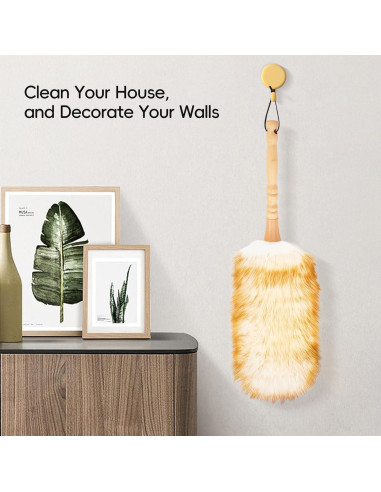 Plumero de lana de cordero FeelfunFeather 49 cm con mango de madera