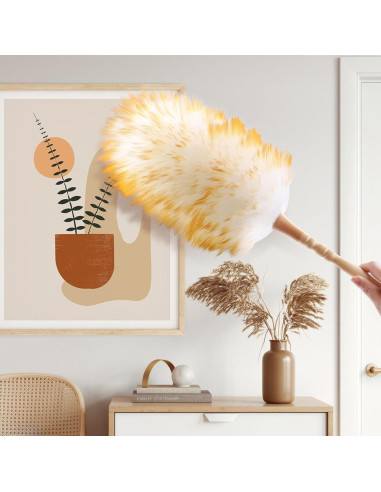 Plumero de lana de cordero FeelfunFeather 49 cm con mango de madera