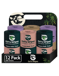 Papel Higiénico de Bambú Premium GoTo - 3 Capas, 400 Hojas, 12 Rollos