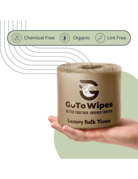 Papel Higiénico de Bambú Premium GoTo - 3 Capas, 400 Hojas, 12 Rollos