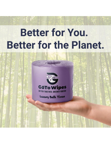 Papel Higiénico de Bambú Premium GoTo - 3 Capas, 400 Hojas, 12 Rollos
