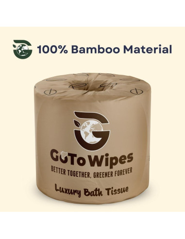 Papel Higiénico de Bambú Premium GoTo - 3 Capas, 400 Hojas, 12 Rollos