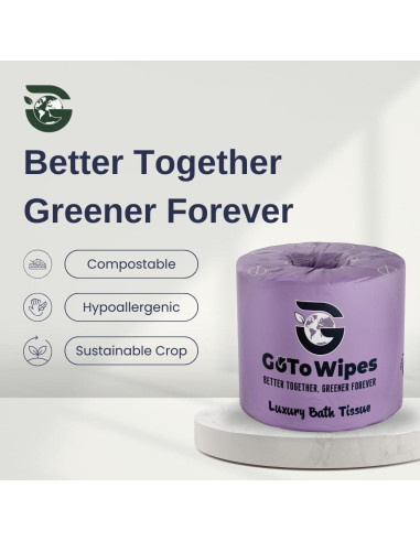 Papel Higiénico de Bambú Premium GoTo - 3 Capas, 400 Hojas, 12 Rollos