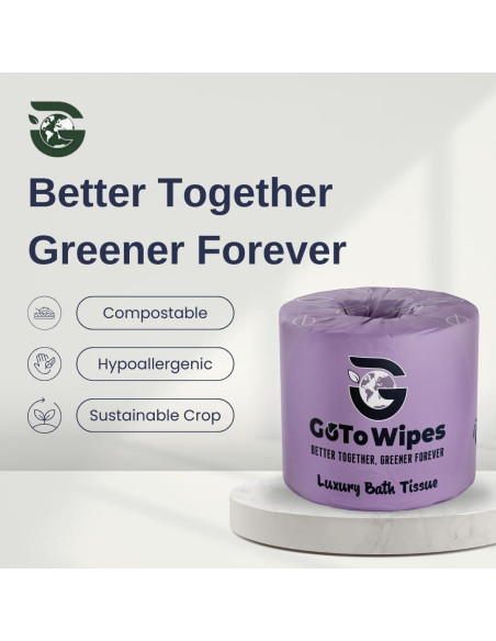 Papel Higiénico de Bambú Premium GoTo - 3 Capas, 400 Hojas, 12 Rollos