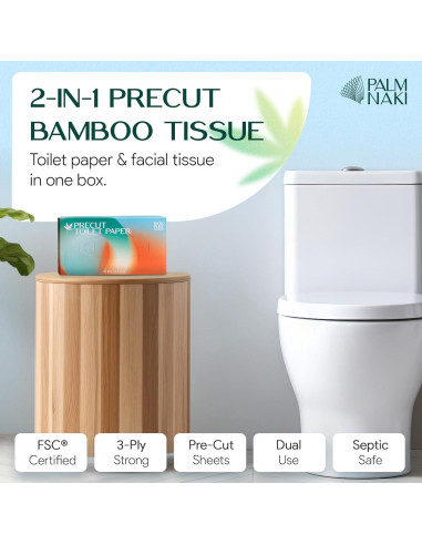 Papel Higiénico de Bambú Palm Naki - 3 Capas, 375 Hojas