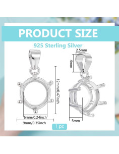 Colgante Redondo de Plata Esterlina 925 BENECREAT 12x9x5mm 2