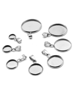 STOBOK 20pcs Bases de Pendientes y Collares DIY Acero Inoxidable