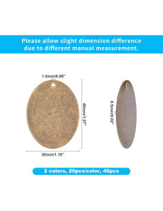 Etiquetas Metálicas Ovaladas PandaHall 40pcs para Joyería DIY 2