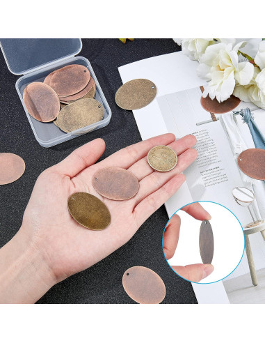 Etiquetas Metálicas Ovaladas PandaHall 40pcs para Joyería DIY