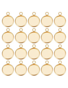 Beebeecraft 50Pcs Cabochones de Pendientes Acero Inoxidable 18K