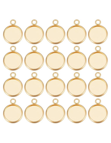 Beebeecraft 50Pcs Cabochones de Pendientes Acero Inoxidable 18K