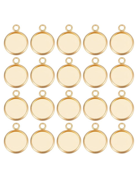 Beebeecraft 50Pcs Cabochones de Pendientes Acero Inoxidable 18K