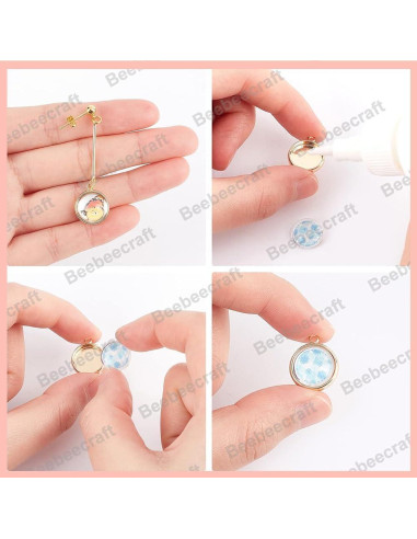 Beebeecraft 50Pcs Cabochones de Pendientes Acero Inoxidable 18K