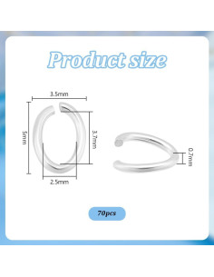 70 Anillos de Salto Abiertos Plata Esterlina 925 PH PandaHall 2