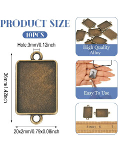 10 Piezas Bezel de Bronce Antiguo 18x25mm PH PandaHall 2