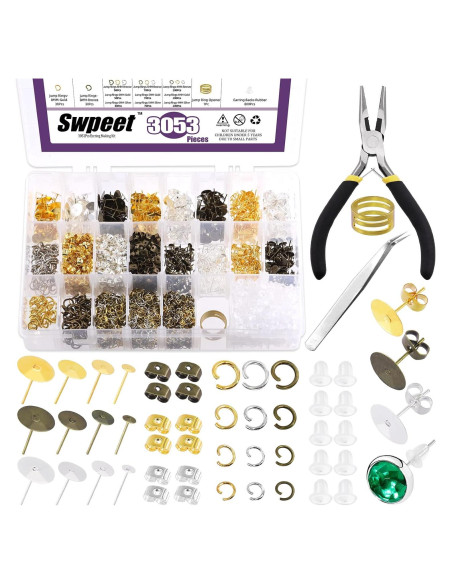 Kit de Fabricación de Pendientes Swpeet 3053 Piezas 4-10mm