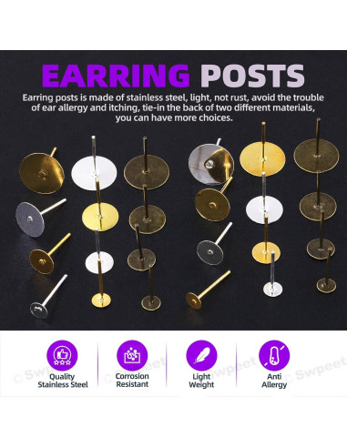 Kit de Fabricación de Pendientes Swpeet 3053 Piezas 4-10mm