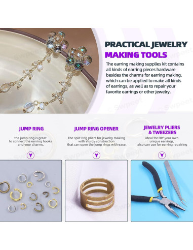 Kit de Fabricación de Pendientes Swpeet 3053 Piezas 4-10mm