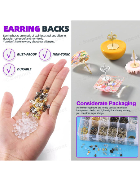 Kit de Fabricación de Pendientes Swpeet 3053 Piezas 4-10mm