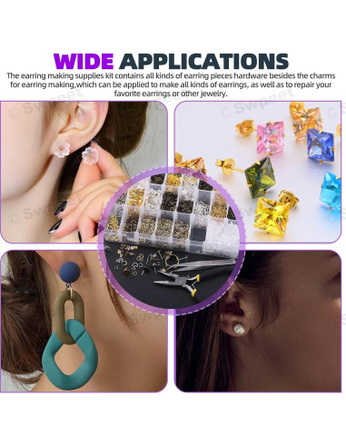 Kit de Fabricación de Pendientes Swpeet 3053 Piezas 4-10mm