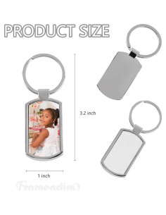 10 Llaveros Metálicos Rectangulares Blancos para Sublimación 2