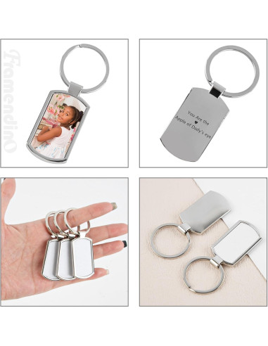 10 Llaveros Metálicos Rectangulares Blancos para Sublimación