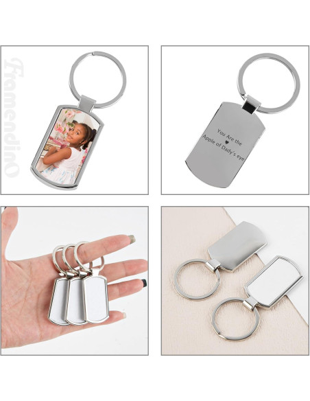 10 Llaveros Metálicos Rectangulares Blancos para Sublimación