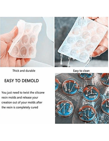 12 Moldes de Silicona para Joyería Zodiacal JEVLON - DIY