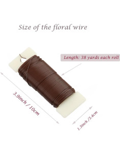 Alambre Floral YUXIANG 22 Calibres 34.7m Color Café para Manualidades 2
