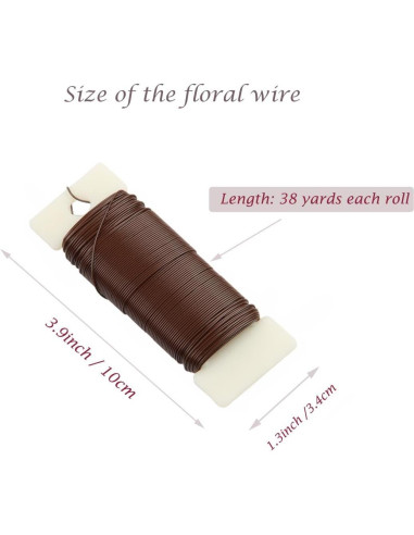 Alambre Floral YUXIANG 22 Calibres 34.7m Color Café para Manualidades