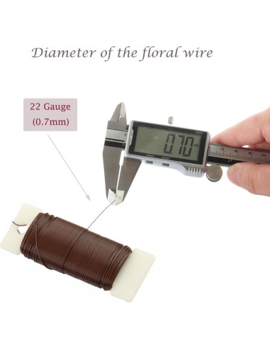 Alambre Floral YUXIANG 22 Calibres 34.7m Color Café para Manualidades