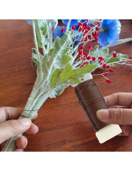 Alambre Floral YUXIANG 22 Calibres 34.7m Color Café para Manualidades