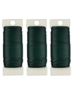 Paquete de 3 Rollos de Alambre Floral Verde 22 Calibre - 108 Metros