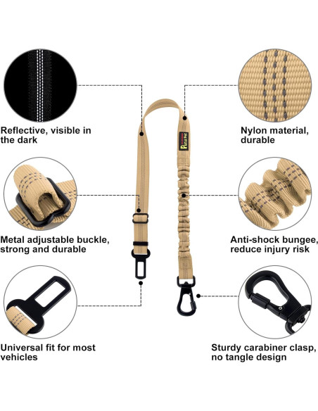 Cinturón de Seguridad para Perros Plutus Pet Ajustable Beige Cinturón de Seguridad para Perros Plutus Pet Ajustable Beige