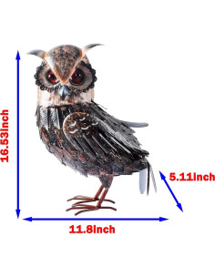 Estatua de Búho de Metal BAENRCY 30x13x42 cm Decoración Jardín 2