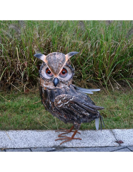 Estatua de Búho de Metal BAENRCY 30x13x42 cm Decoración Jardín