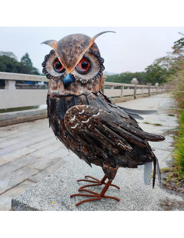 Estatua de Búho de Metal BAENRCY 30x13x42 cm Decoración Jardín