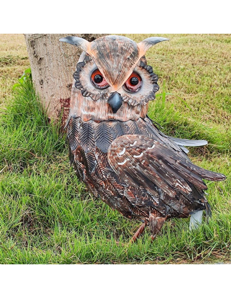 Estatua de Búho de Metal BAENRCY 30x13x42 cm Decoración Jardín