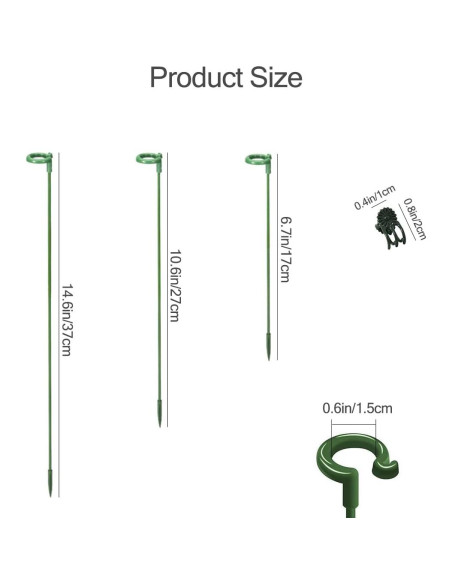 Soportes para Plantas LUCKJUJU 30 Pcs 37cm 27cm 17cm Clips