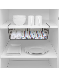 Cesta de Almacenamiento Bajo Estante Smart Design 40.6x14cm Gris 2