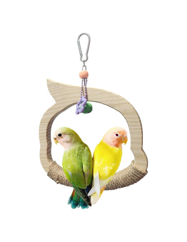 Columpio de Madera Natural para Aves TogyGooty con Campana